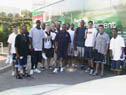 Team USA Select in front of ASVEL team bus.